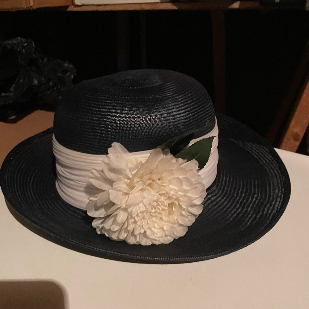 Blue Hat with white bow